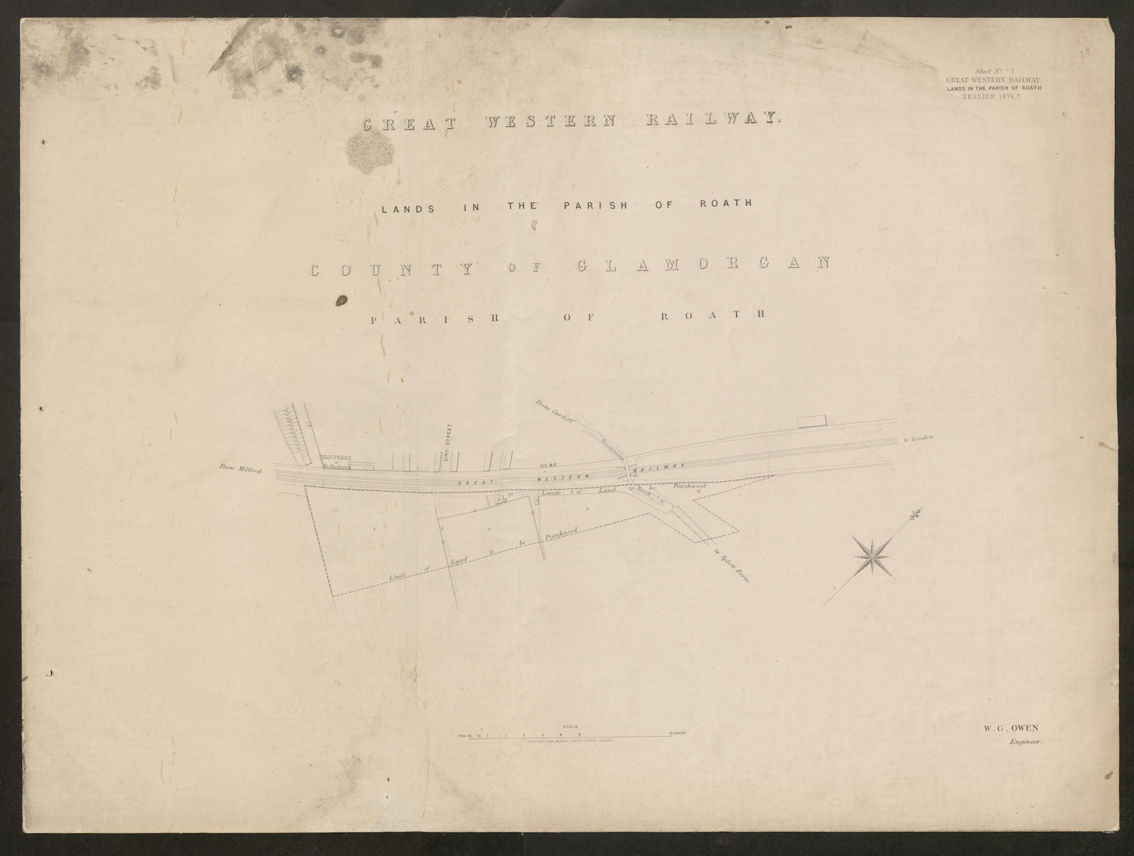 GWR Railway plan. Roath / Adamsdown, Cardiff. Zinc Street Splott Road 1877 map